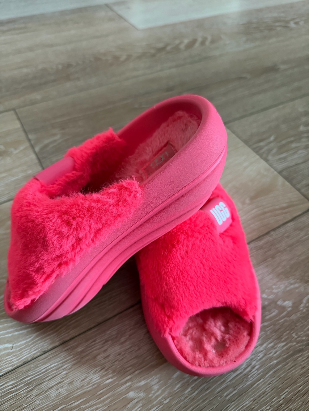 UGG  Pink Fuzz Slide - Plush Slip-On Shoes